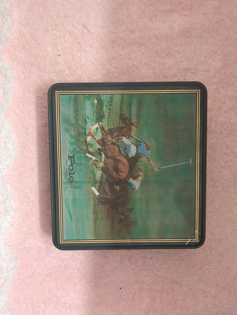 Polo by Ralph Lauren Teal and Brown Equestrian Decorative Tin Box